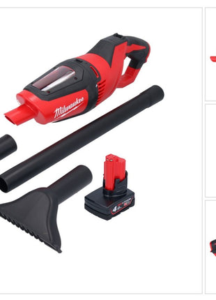 Milwaukee M12 HV-401 Akku Staubsauger 12 V + 1x Akku 4,0 Ah - ohne Ladegerät