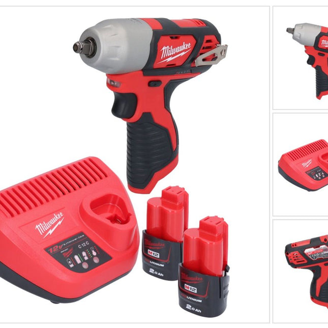 Avvitatore a impulsi a batteria Milwaukee M12 BIW38-202 12 V 135 Nm 3/8" + 2x batteria ricaricabile 2,0 Ah + caricabatterie