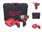 Llave de impacto inalámbrica Milwaukee M12 BIW38-202C 12 V 135 Nm 3/8˝ (4933443899) + 2x batería 2,0 Ah + cargador + estuche