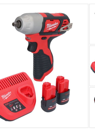 Llave de impacto inalámbrica Milwaukee M12 BIW38-252 12 V 135 Nm 3/8˝ + 2x baterías 2,5 Ah + cargador