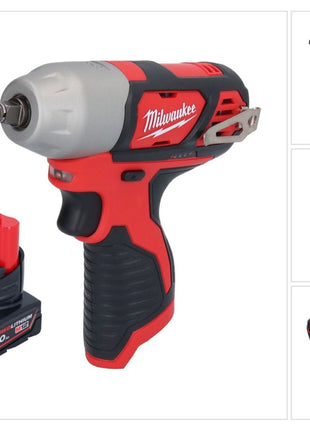 Llave de impacto inalámbrica Milwaukee M12 BIW38-401 12 V 135 Nm 3/8˝ + 1x batería 4,0 Ah - sin cargador