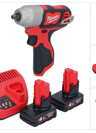 Milwaukee M12 BIW38-402 Akumulatorowy klucz udarowy 12 V 135 Nm 3/8˝ + 2x akumulator 4,0 Ah + ładowarka