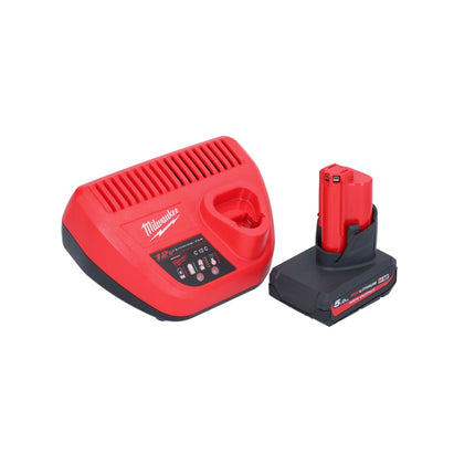 Avvitatore a impulsi a batteria Milwaukee M12 BIW38-501 12 V 135 Nm 3/8" + 1x batteria ricaricabile 5,0 Ah + caricatore