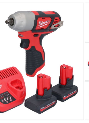 Milwaukee M12 BIW38-502 Akumulatorowy klucz udarowy 12 V 135 Nm 3/8˝ + 2x akumulator 5,0 Ah + ładowarka