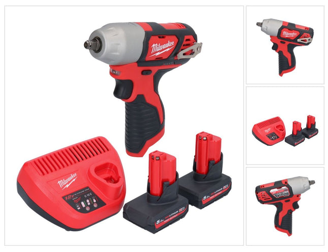 Avvitatore a impulsi a batteria Milwaukee M12 BIW38-502 12 V 135 Nm 3/8" + 2x batteria ricaricabile 5,0 Ah + caricabatterie