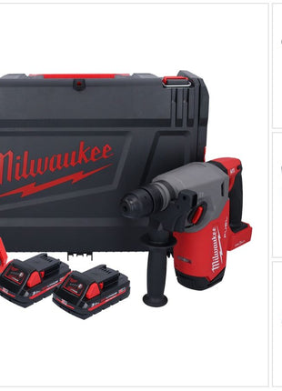 Milwaukee M18 ONEFHX-302X Akku Kombihammer 18 V 2,5 J SDS-Plus Brushless + 2x Akku 3,0 Ah + Ladegerät + HD-Box