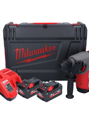 Milwaukee M18 ONEFHX-552X akumulatorowy młot udarowo-obrotowy 18 V 2,5 J SDS-Plus ( 4933478504 ) bezszczotkowy + 2x akumulator 5,5 Ah + ładowarka + skrzynka HD