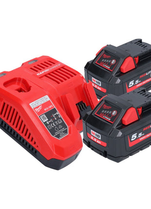 Milwaukee M18 ONEFHX-552X akumulatorowy młot udarowo-obrotowy 18 V 2,5 J SDS-Plus ( 4933478504 ) bezszczotkowy + 2x akumulator 5,5 Ah + ładowarka + skrzynka HD