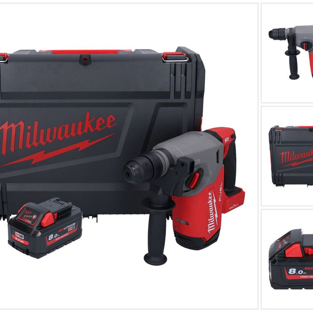 Milwaukee M18 ONEFHX-801X Martello combinato a batteria 18 V 2,5 J SDS-Plus Brushless + 1x batteria 8,0 Ah + scatola HD - senza caricabatterie