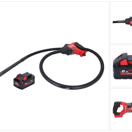 Milwaukee M18 FCVN24-801 Akku Betonrüttler 18 V 2,4 m Brushless + 1x Akku 8,0 Ah - ohne Ladegerät