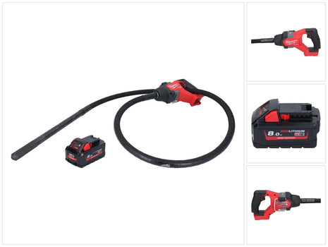 Milwaukee M18 FCVN24-801 Akku Betonrüttler 18 V 2,4 m Brushless + 1x Akku 8,0 Ah - ohne Ladegerät