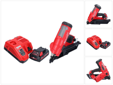 Clavadora a batería Milwaukee M18 FFN-301 18 V 50 - 90 mm sin escobillas + 1x batería 3,0 Ah + cargador