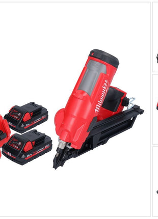 Milwaukee M18 FFN-302 gwoździarka akumulatorowa 18 V 50 - 90 mm bezszczotkowa + 2x akumulator 3,0 Ah + ładowarka