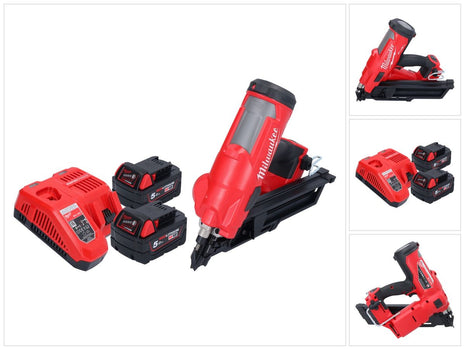 Clavadora a batería Milwaukee M18 FFN-502 18 V 50 - 90 mm sin escobillas + 2x baterías 5,0 Ah + cargador