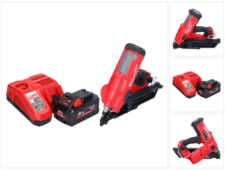 Milwaukee M18 FFN-801 gwoździarka akumulatorowa 18 V 50 - 90 mm bezszczotkowa + 1x akumulator 8,0 Ah + ładowarka