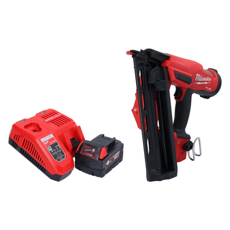 Milwaukee M18 FN16GA-401 Gwoździarka akumulatorowa 18 V 32 - 64 mm bezszczotkowa + 1x akumulator 4,0 Ah + ładowarka