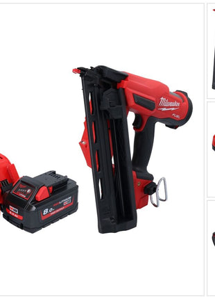 Milwaukee M18 FN16GA-801 Cloueur sans fil 18 V 32 - 64 mm Brushless + 1x batterie 8,0 Ah + chargeur