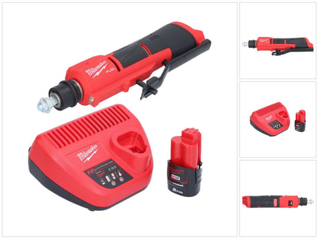 Milwaukee M12 FTB-201 desbastadora de neumáticos a batería 12 V 7/16" Hex Brushless + 1x batería 2.0 Ah + cargador