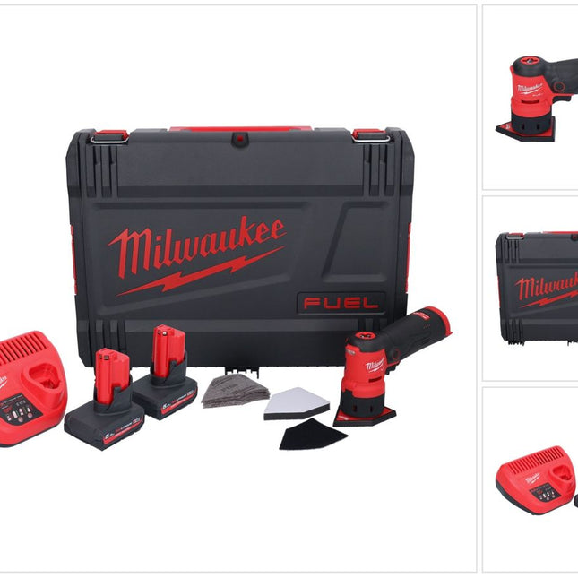 Milwaukee M12 FDSS-502X Akku Punktschleifer 12 V 88,8 x 63,5 mm Brushless + 2x Akku 5,0 Ah + Ladegerät + HD-Box