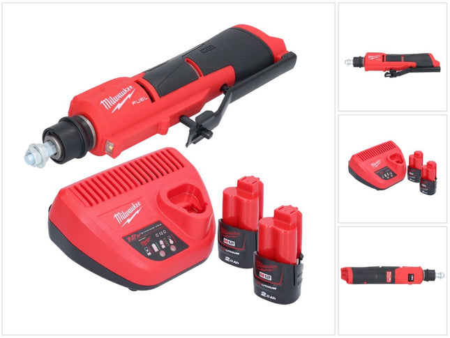 Milwaukee M12 FTB-202 Smerigliatrice per pneumatici a batteria 12 V 7/16" Hex Brushless + 2x batteria 2,0 Ah + caricabatterie