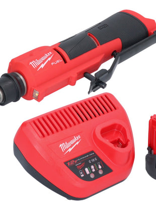 Milwaukee M12 FTB-251 Ponceuse à pneu sans fil 12 V 7/16'' Hex Brushless + 1x batterie 2,5 Ah + chargeur