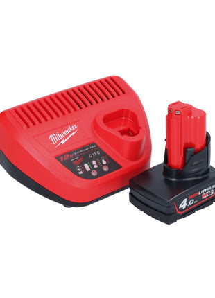 Milwaukee M12 FTB-401 akumulatorowa frezarka do opon 12 V 7/16" Hex bezszczotkowa + 1x akumulator 4,0 Ah + ładowarka