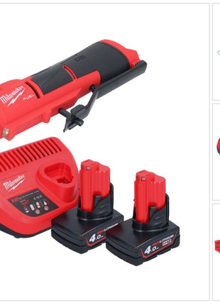 Milwaukee M12 FTB-402 Akumulatorowa frezarka do opon 12 V 7/16" Hex bezszczotkowa + 2x akumulator 4,0 Ah + ładowarka