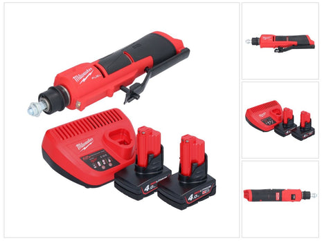 Milwaukee M12 FTB-402 Akumulatorowa frezarka do opon 12 V 7/16" Hex bezszczotkowa + 2x akumulator 4,0 Ah + ładowarka