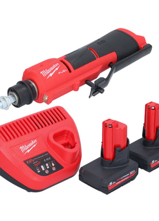 Milwaukee M12 FTB-502 akumulatorowa frezarka do opon 12 V 7/16" Hex bezszczotkowa + 2x akumulator 5,0 Ah + ładowarka