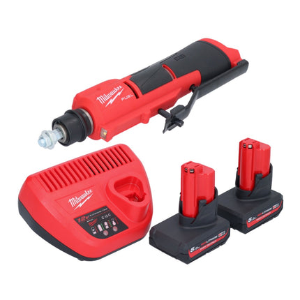Milwaukee M12 FTB-502 Smerigliatrice a batteria 12 V 7/16" Hex Brushless + 2x batteria 5,0 Ah + caricabatteria