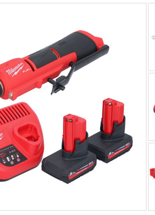 Milwaukee M12 FTB-502 Ponceuse à pneu sans fil 12 V 7/16'' Hex Brushless + 2x Batterie 5,0 Ah + Chargeur