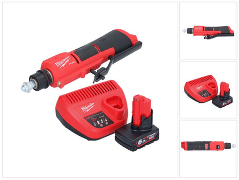 Milwaukee M12 FTB-601 akumulatorowa frezarka do opon 12 V 7/16" Hex bezszczotkowa +1x akumulator 6,0 Ah + ładowarka