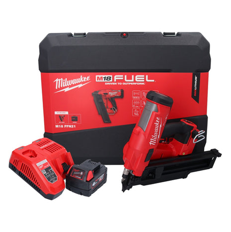 Milwaukee M18 FFN21-401C Gwoździarka akumulatorowa 18 V 50 - 90 mm bezszczotkowa + 1x akumulator 4,0 Ah + ładowarka + walizka