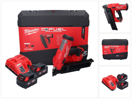 Milwaukee M18 FFN21-502C cloueur sans fil 18 V 50 - 90 mm Brushless + 2x batterie 5,0 Ah + chargeur + valise