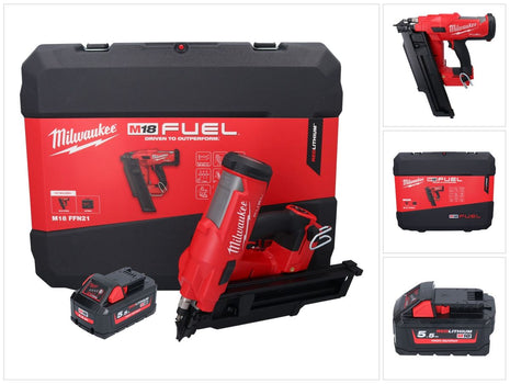 Milwaukee M18 FFN21-551C cloueur sans fil 18 V 50 - 90 mm Brushless + 1x batterie 5,5 Ah + mallette - sans chargeur