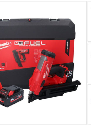 Clavadora a batería Milwaukee M18 FFN21-801C 18 V 50 - 90 mm sin escobillas + 1x batería 8,0 Ah + cargador + estuche