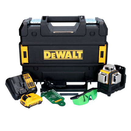 Dewalt DCE 089 D1G Laser multilinea a batteria 12 V 3x 360° verde + 1x batteria ricaricabile 2,0 Ah + caricatore + TSTAK
