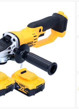 DeWalt DCG 412 N Akku Winkelschleifer 18 V 125 mm + 2x Akku 5,0 Ah - ohne Ladegerät