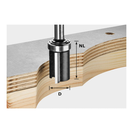 Festool HW S8 D19/NL25 fraise à dresser 19,05 x 25 x 62 x 8 mm ( 491028 ) pour fraisage de gabarits avec roulement à billes supérieur