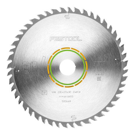 Hoja de sierra circular Festool HW 230x2,5x30 W48 WOOD FINE CUT (500648) 230 x 2,5 x 30 mm 48 dientes para paneles de madera maciza, revestidos y enchapados