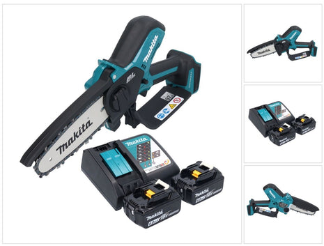 Makita DUC 150 RG201 Akku Kettensäge 18 V 15 cm Brushless + 2x Akku 6,0 Ah + Ladegerät