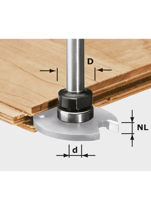 Festool S8 1,5-5 KL16 Frässpindel 43 x 6 x 16 mm ( 499803 ) in Verbindung mit Schlitzfräsern zum Nuten geeignet