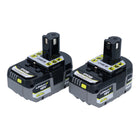 RYOBI RB18LL50F12B 2x batteria ricaricabile 18 V 5,0 Ah / 5000 mAh Li-Ion ( 5133004831 ) con indicatore del livello di carica