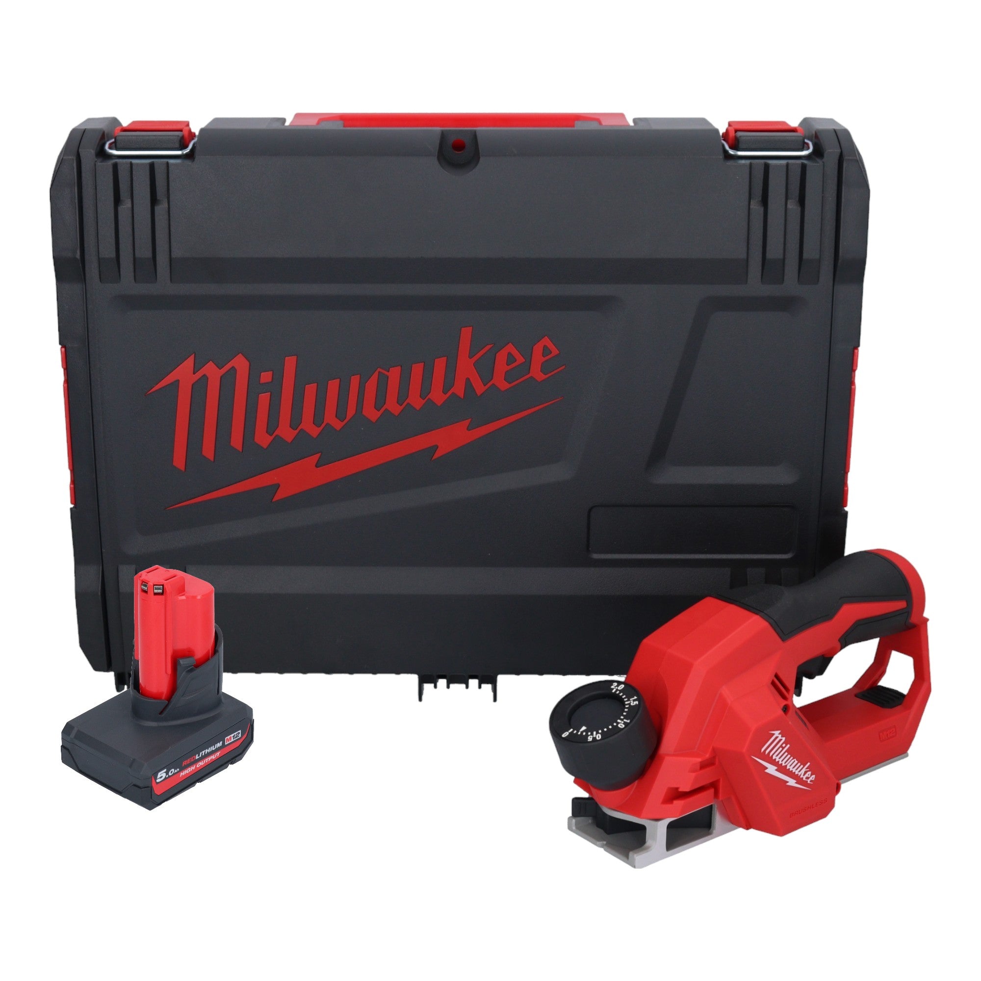 Milwaukee M12 BLP 501X Akku Hobel 12 V 51 mm Brushless 1x Akku 5 0 Ah HD Box ohne Ladegeraet 0 - toolbrothers