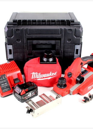 Milwaukee M18 BP - 401 18 V Akku Hobel in Stanley TSTAK Box + M18 B4 4,0 Ah Akku + M12 - M18 Ladegerät - Toolbrothers