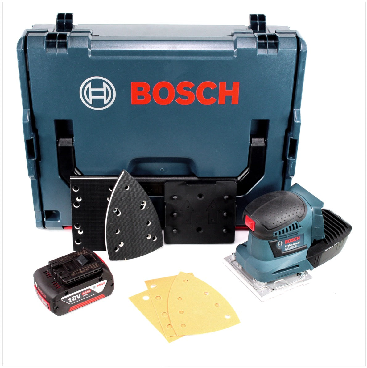 Bosch GSS 18V-10 levigatrice orbitale a batteria 18V + 1x batteria ricaricabile 5.0Ah + L-Boxx - senza caricabatterie
