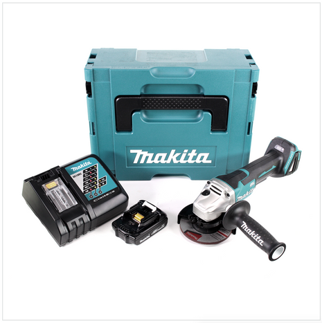 Makita DGA 455 RY1J Akku Winkelschleifer 18 V 115mm Brushless + 1x Akku 1,5Ah + Ladegerät + Makpac - Toolbrothers