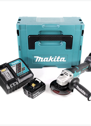 Makita DGA 455 RTJ Akku Winkelschleifer 18 V 115mm Brushless + 2x Akku 5,0Ah + Ladegerät + Makpac - Toolbrothers