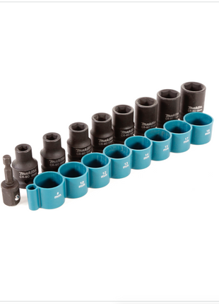 Makita B-54645 1/2" Steckschlüssel Satz 9-tlg. Einsätze 8 - 18 mm Sechskant Nüsse mit Adapter für 1/4" Aufnahme Innensechskant - Toolbrothers