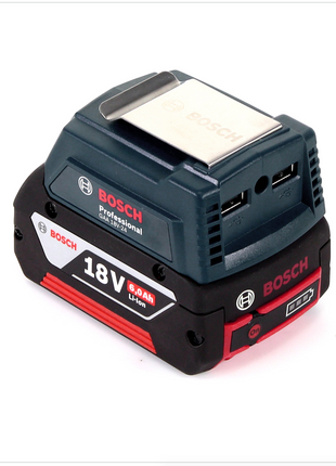 Bosch USB Power Set 18 V mit GAA Professional USB Adapter für 14,4 V / 18 V Akkus + 1x GBA 18V 6,0 Ah Li-Ion Einschub Akku - Toolbrothers